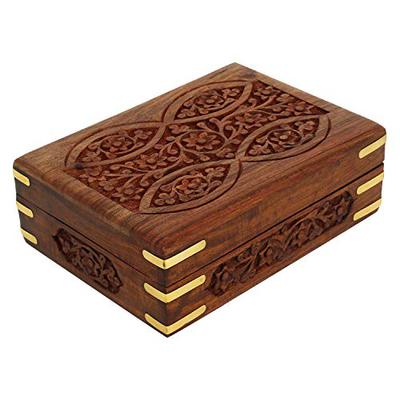 Hand Carved Wooden Keepsake Trinket Box