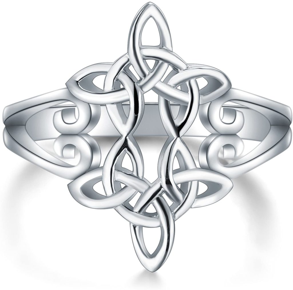 Sterling Silver Ring Celtic Knot Heart Cross 