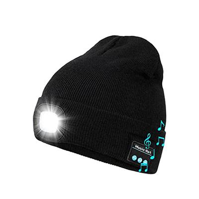 Bluetooth Beanie Hat with Light, Unisex USB Rechargeable