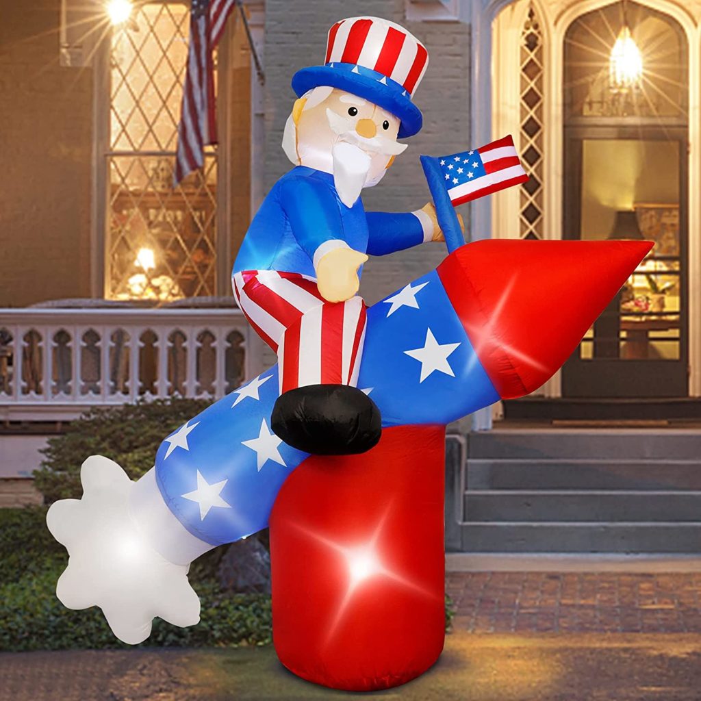 4th of July Inflatable Uncle Sam on Rocket