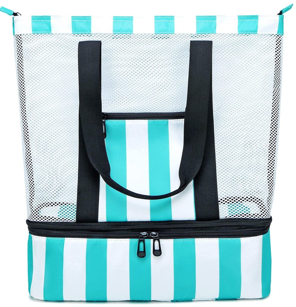 BLUBOON Mesh Beach Tote Bag with Cooler Insulated Detachable Pool Bags