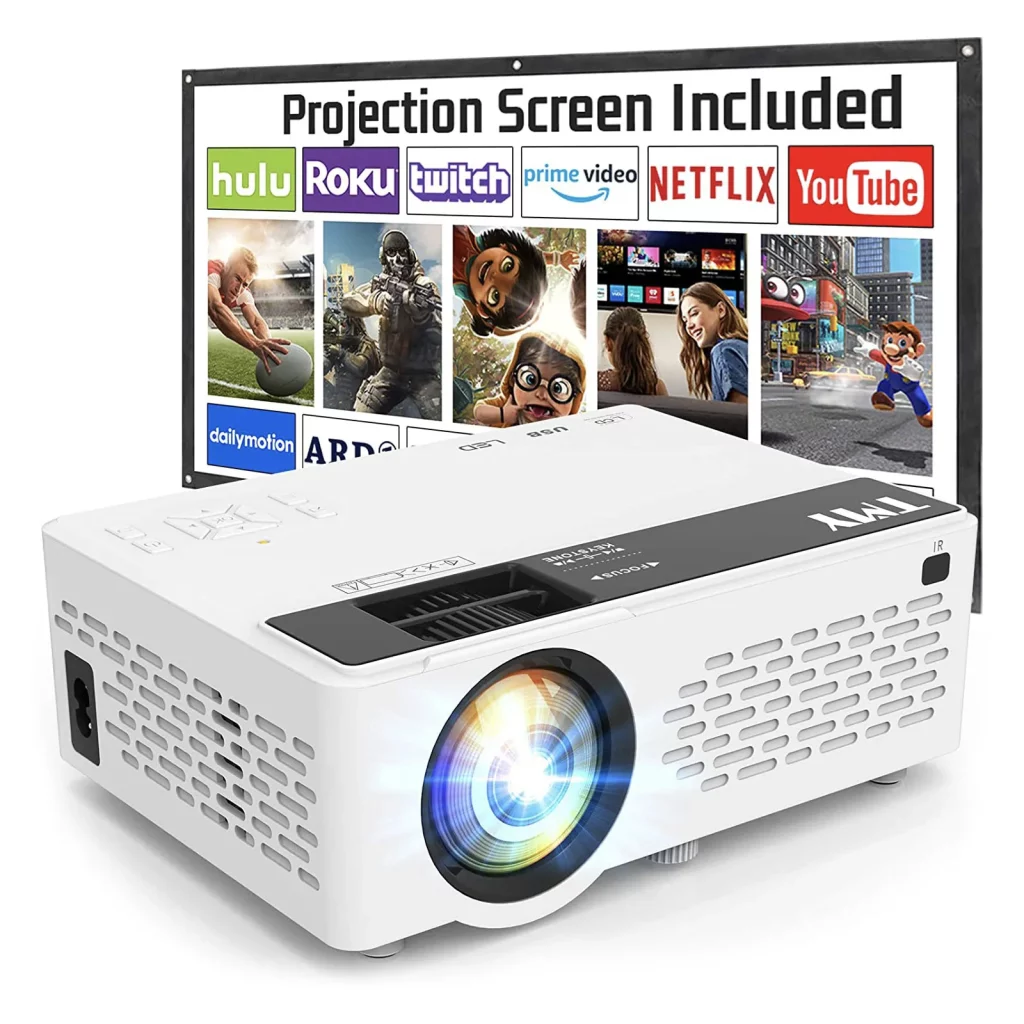 TMY Projector 7500 Lumens with 100 Projector Screen