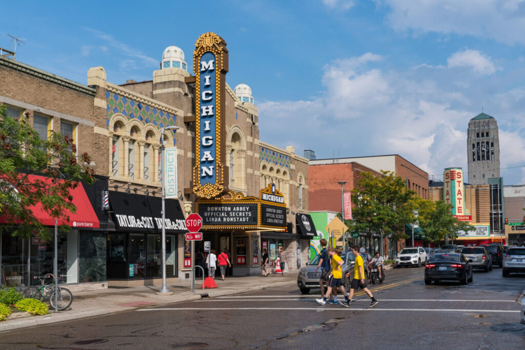 Ann Arbor, MI - September 21, 2019: Historic Michigan Theater, built in 1928, located on East Liberty St in Downtown, Ann Arbor