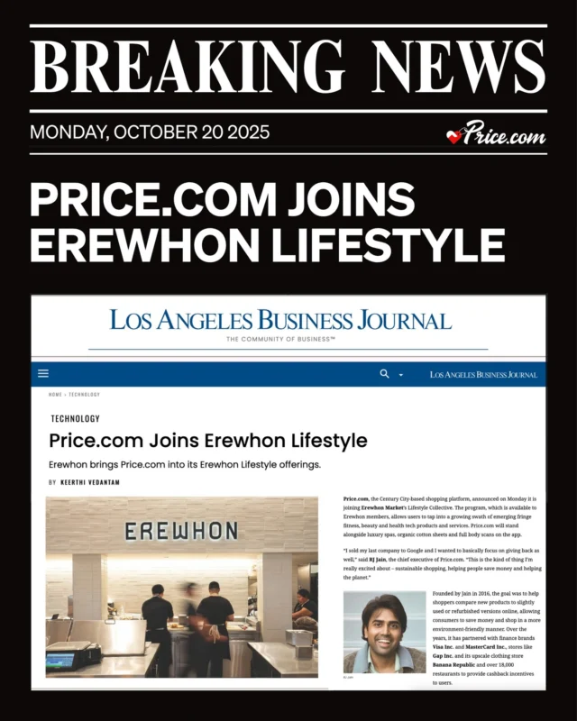 🚨 Breaking News! 🚨  We’re excited to announce that Price.com has been featured in the LA Business Journal! 🎉  We’ve officially joined Erewhon’s Lifestyle Collective — a collaboration that celebrates innovation, wellness, and now, smarter shopping powered by Price.com. 🛍️  Here’s how it works:
If you’re an Erewhon member, you can access the Lifestyle Collective and create your Price.com account right from the app. Members get one year of Price.com Pro free, unlocking exclusive savings and up to 50% more Cash Back on thousands of brands.  And it gets even better — your account includes Price.com/AI, the “ChatGPT” for Shopping that finds savings across 100,000+ merchants and over 1 billion products.  Smarter, intentional shopping starts today. 💡
#PriceAI #Erewhon #SmarterShopping #WellnessMeetsSavings #LABusinessJournal